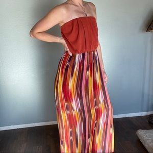 Colorful Strapless Maxi